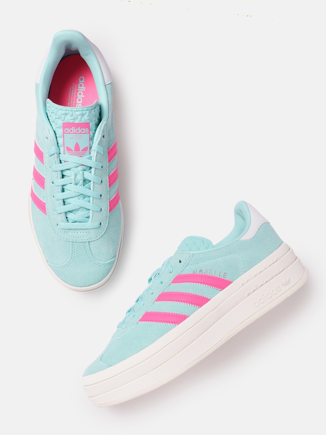 

ADIDAS Originals Women Striped Suede Gazelle Bold Sneakers, Green
