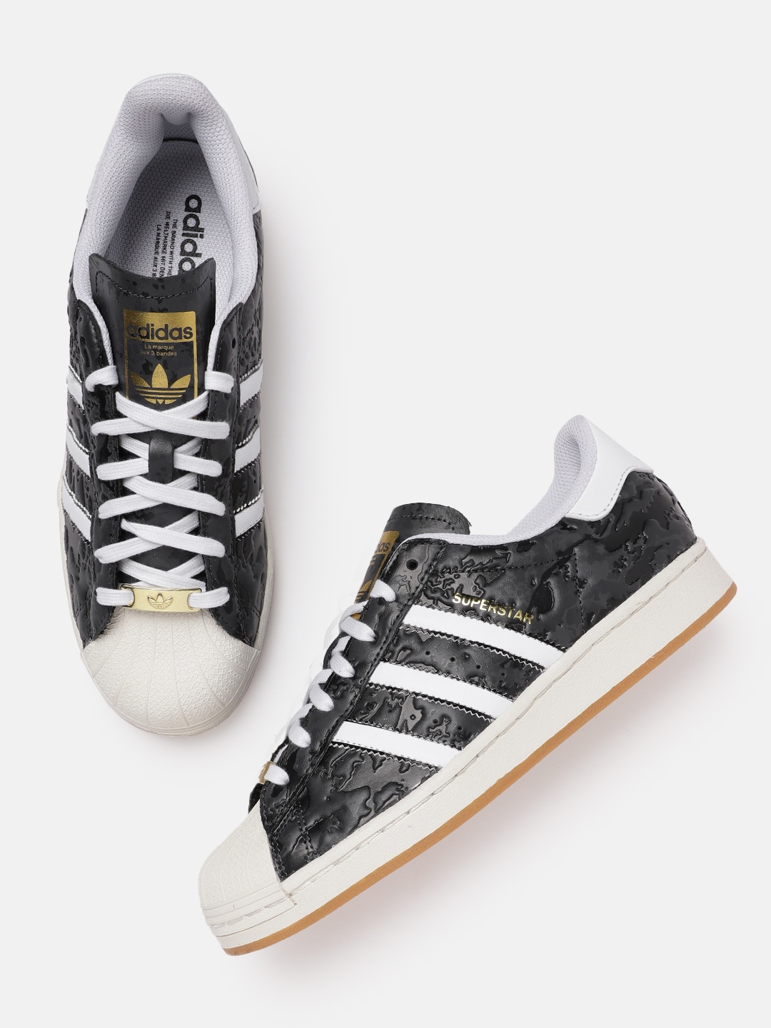 

ADIDAS Originals Men Leather Superstar Sneakers, Black