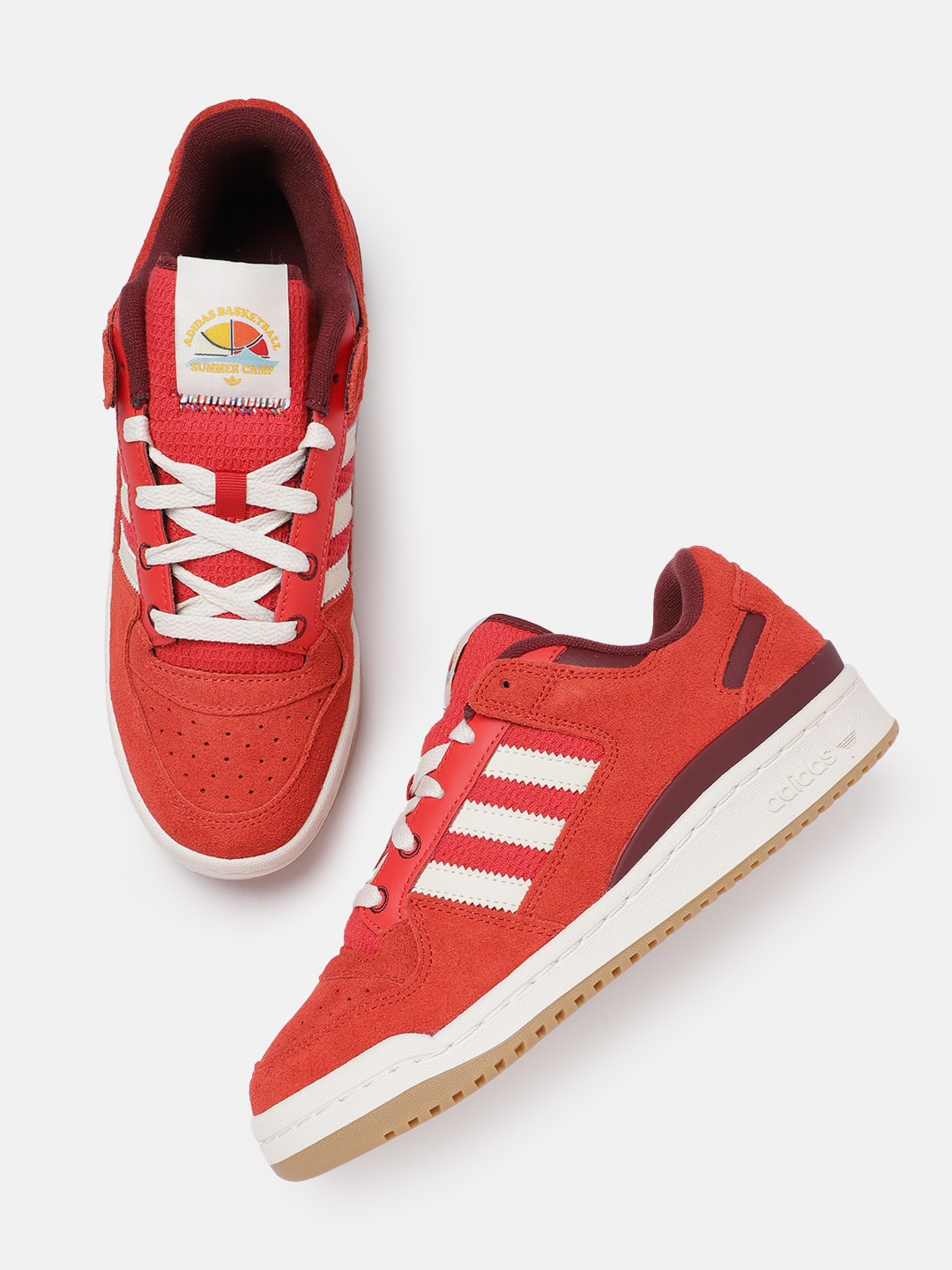 

ADIDAS Originals Men Perforated Detail Forum Low CL Sneakers, Red