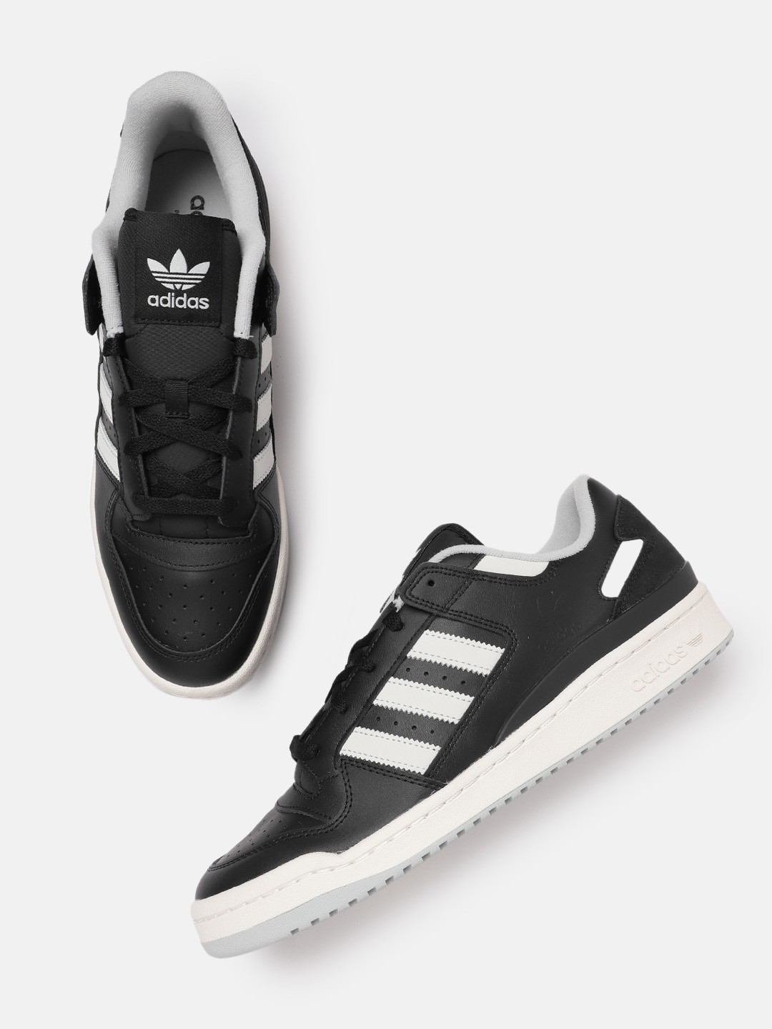 

ADIDAS Originals Men Striped Leather Forum Low Sneakers, Black