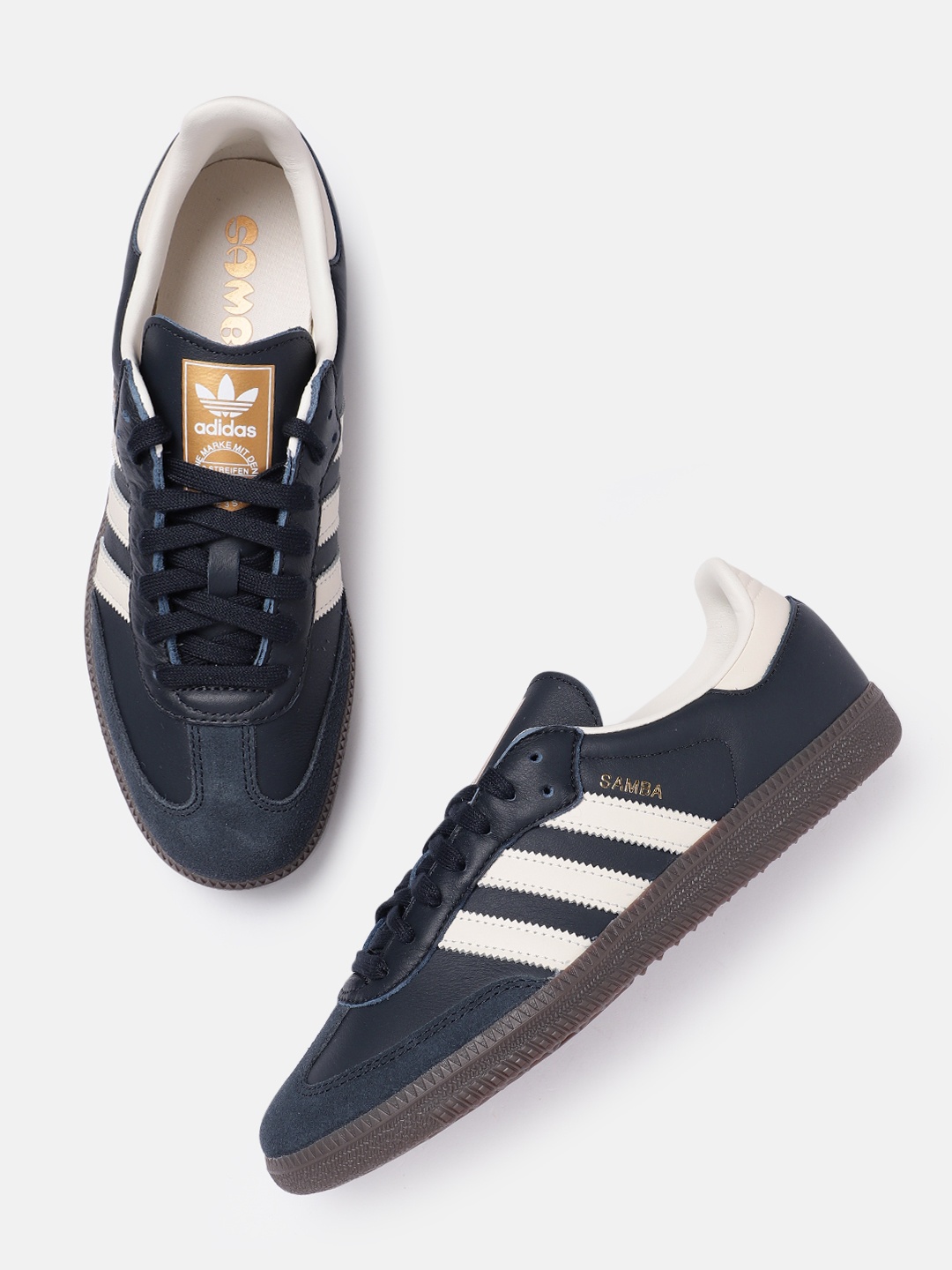 

ADIDAS Originals Men Striped Detail Leather SAMBA OG Sneakers, Navy blue