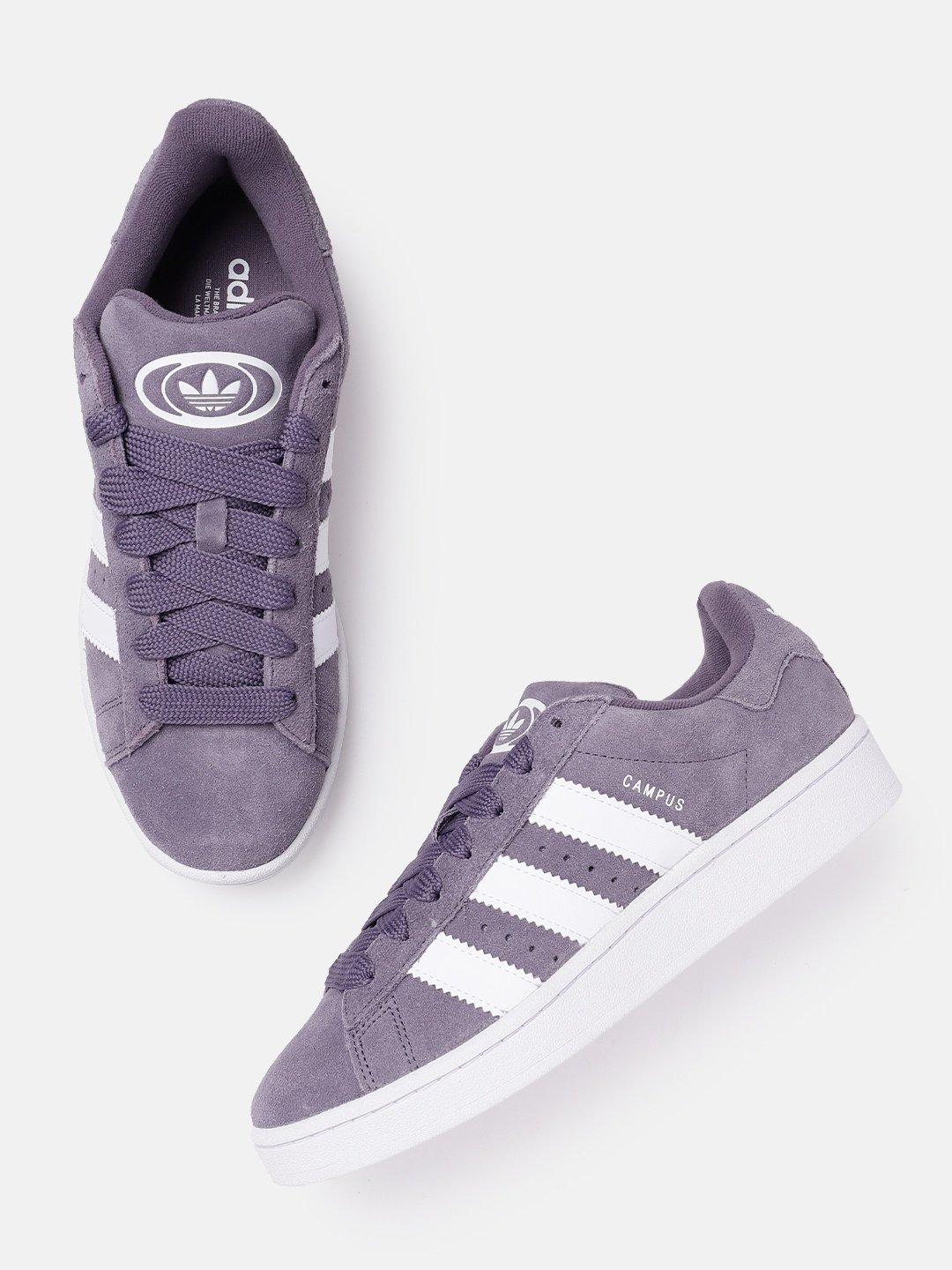 

ADIDAS Originals Women Striped Detail Suede Campus Sneakers, Purple