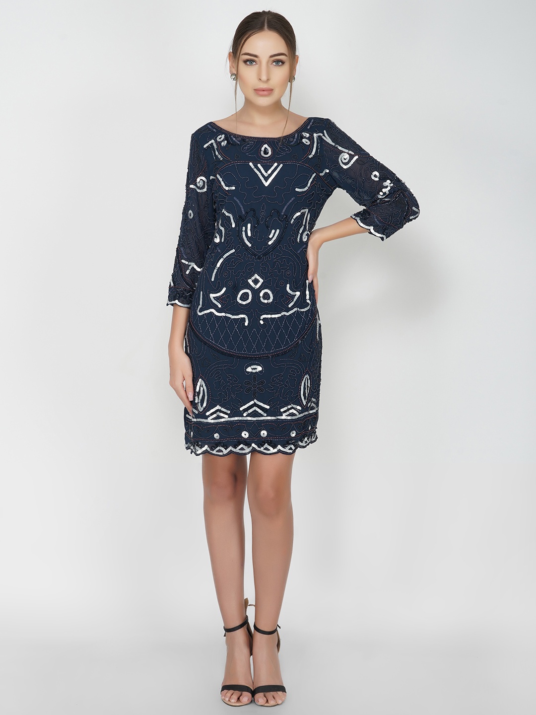 

ATTIC SALT Embellished Sheath Dress, Blue