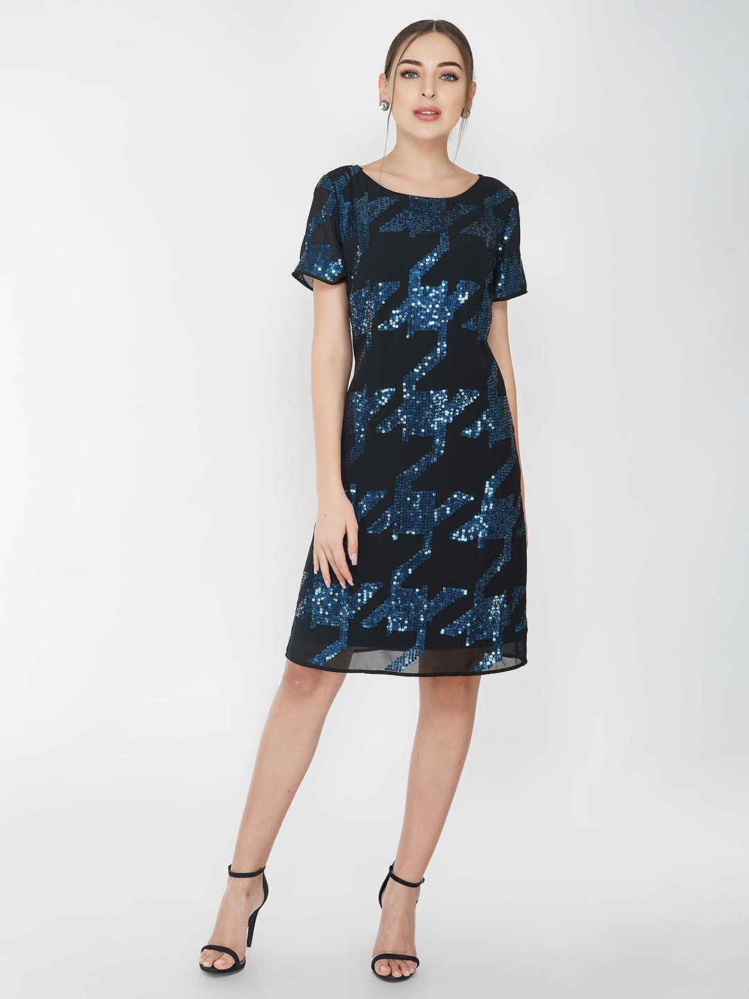 

ATTIC SALT Embellished Sequined Sheath Dress, Black
