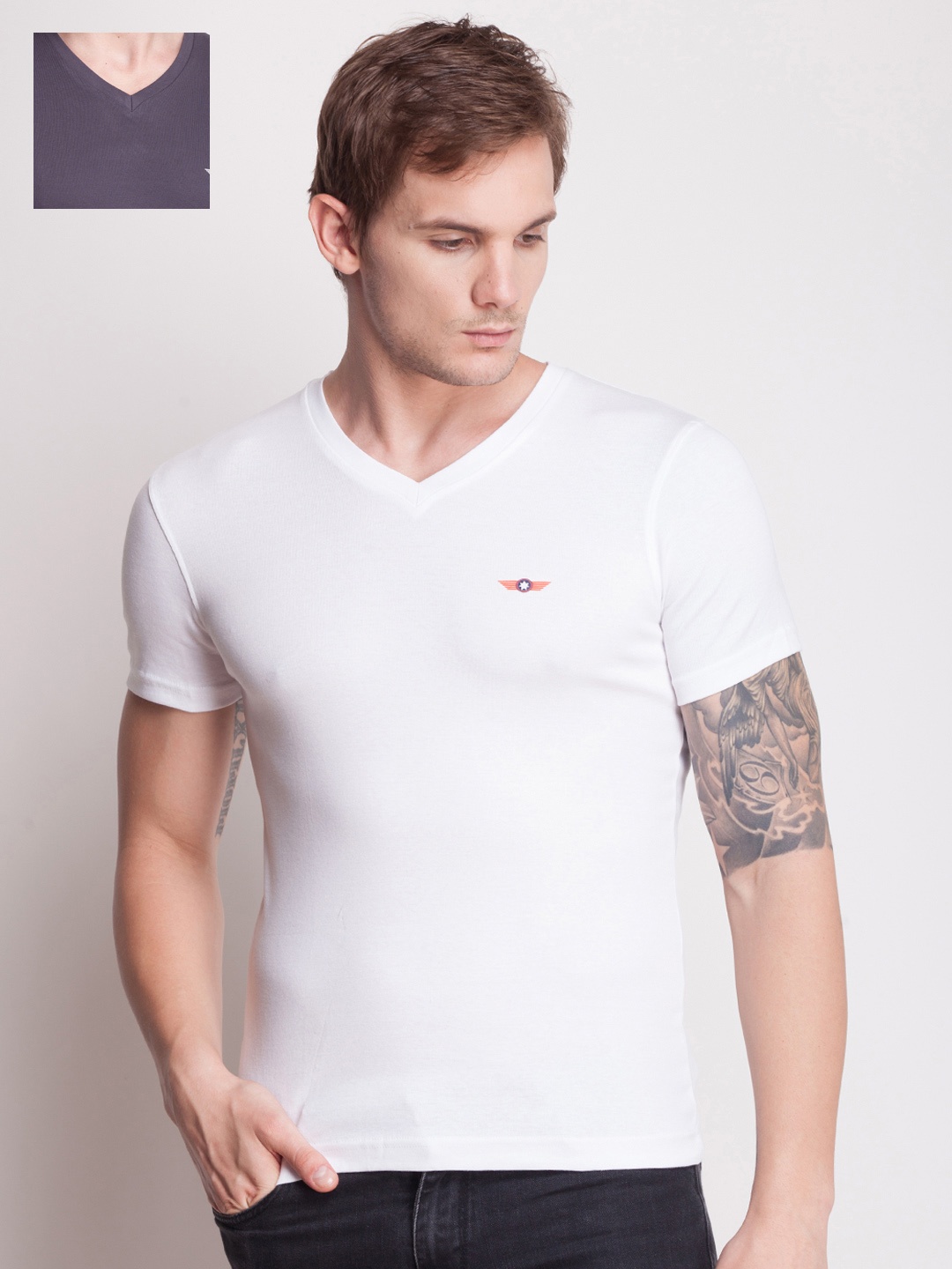 

Force NXT Pack of 2 Solid Slim Fit T-shirts, Grey