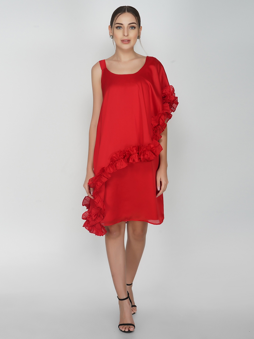 

ATTIC SALT Ruffled A-Line Dress, Red