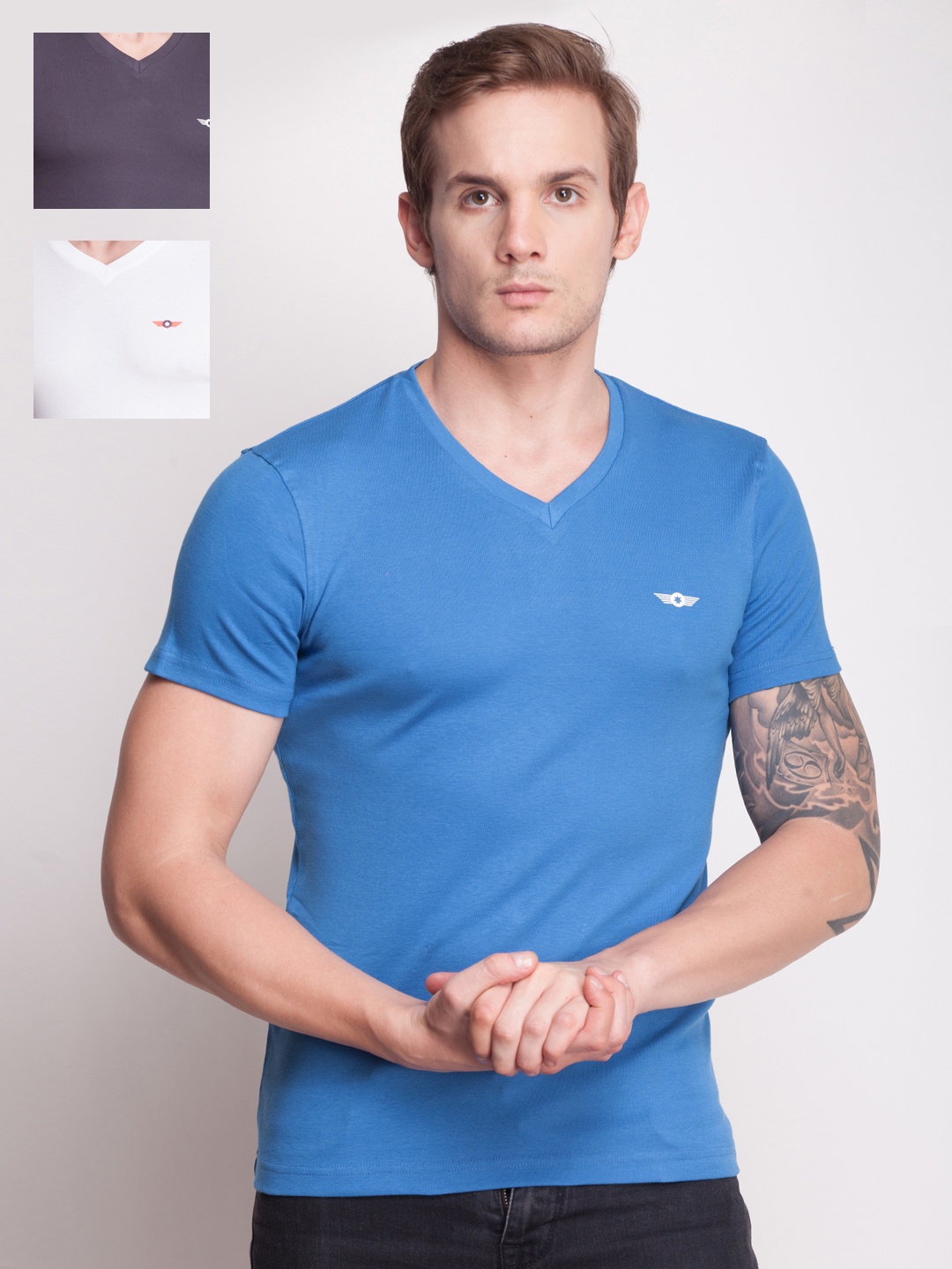 

Force NXT Pack of 3 Solid Slim Fit T-shirts, Grey