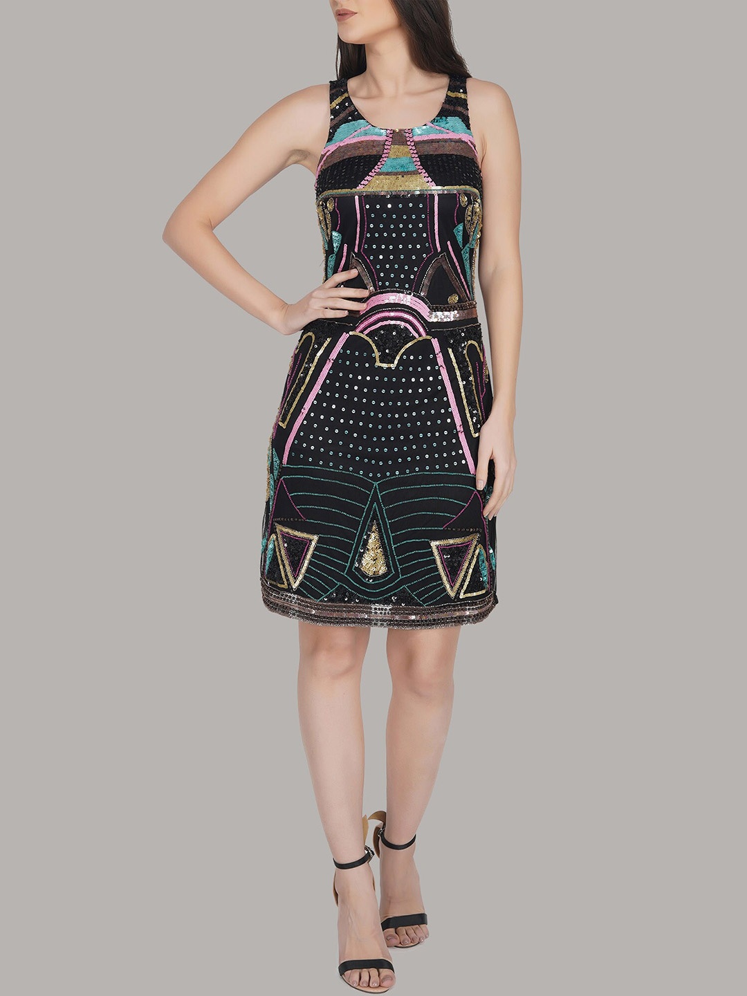 

ATTIC SALT Embellished Sheath Dress, Black