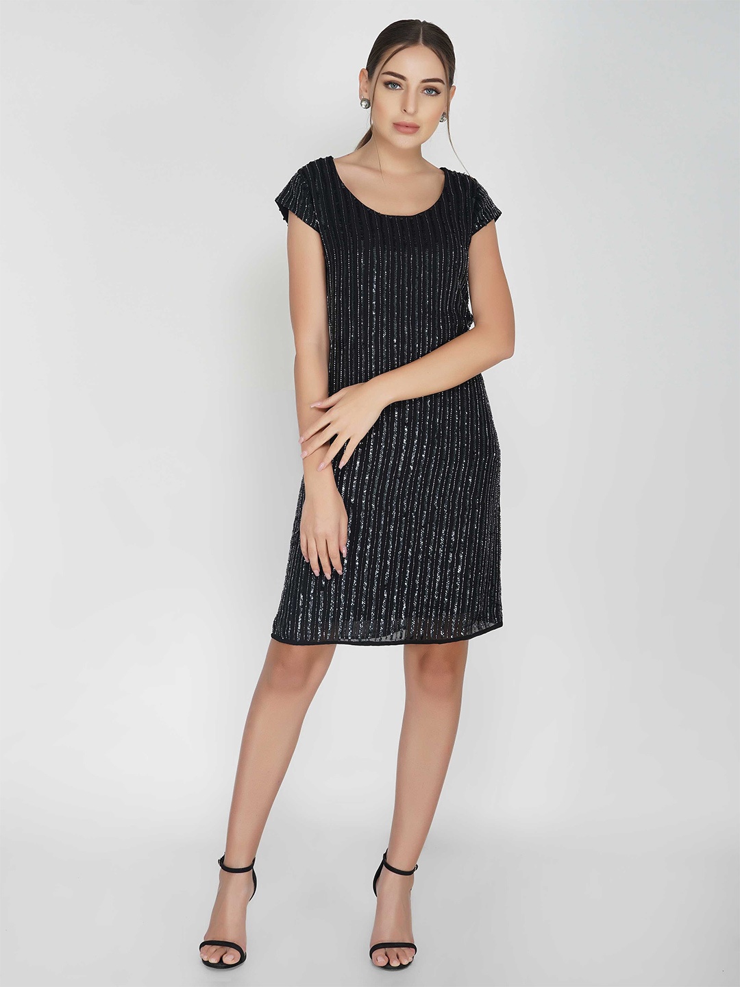 

ATTIC SALT Sequin Embellished Sheath Dress, Navy blue
