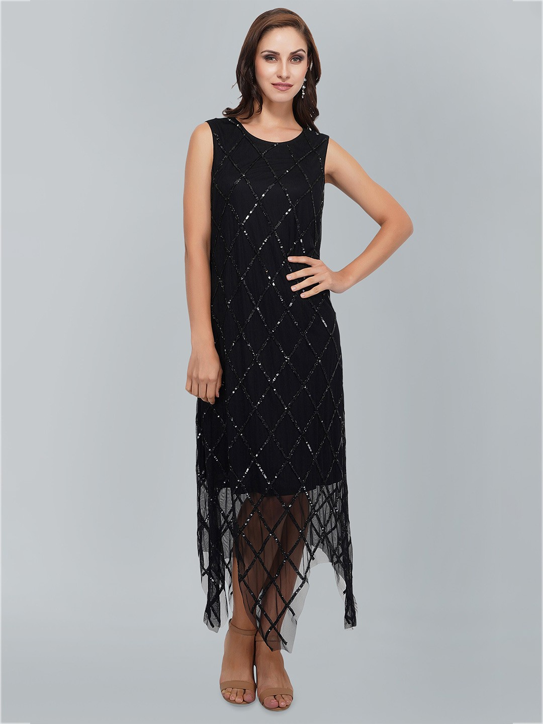 

ATTIC SALT Embellished Maxi Dress, Black
