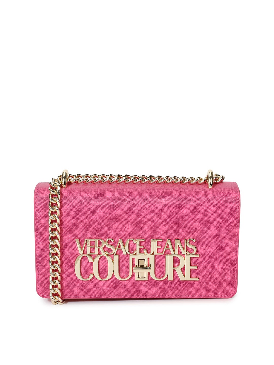 

Versace Jeans Couture Printed Leather Structured Sling Bag, Pink