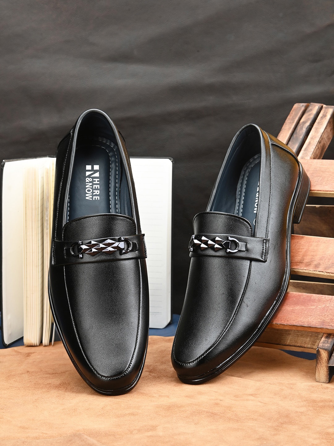 

HERE&NOW Men Black Slip On Formal Loafers