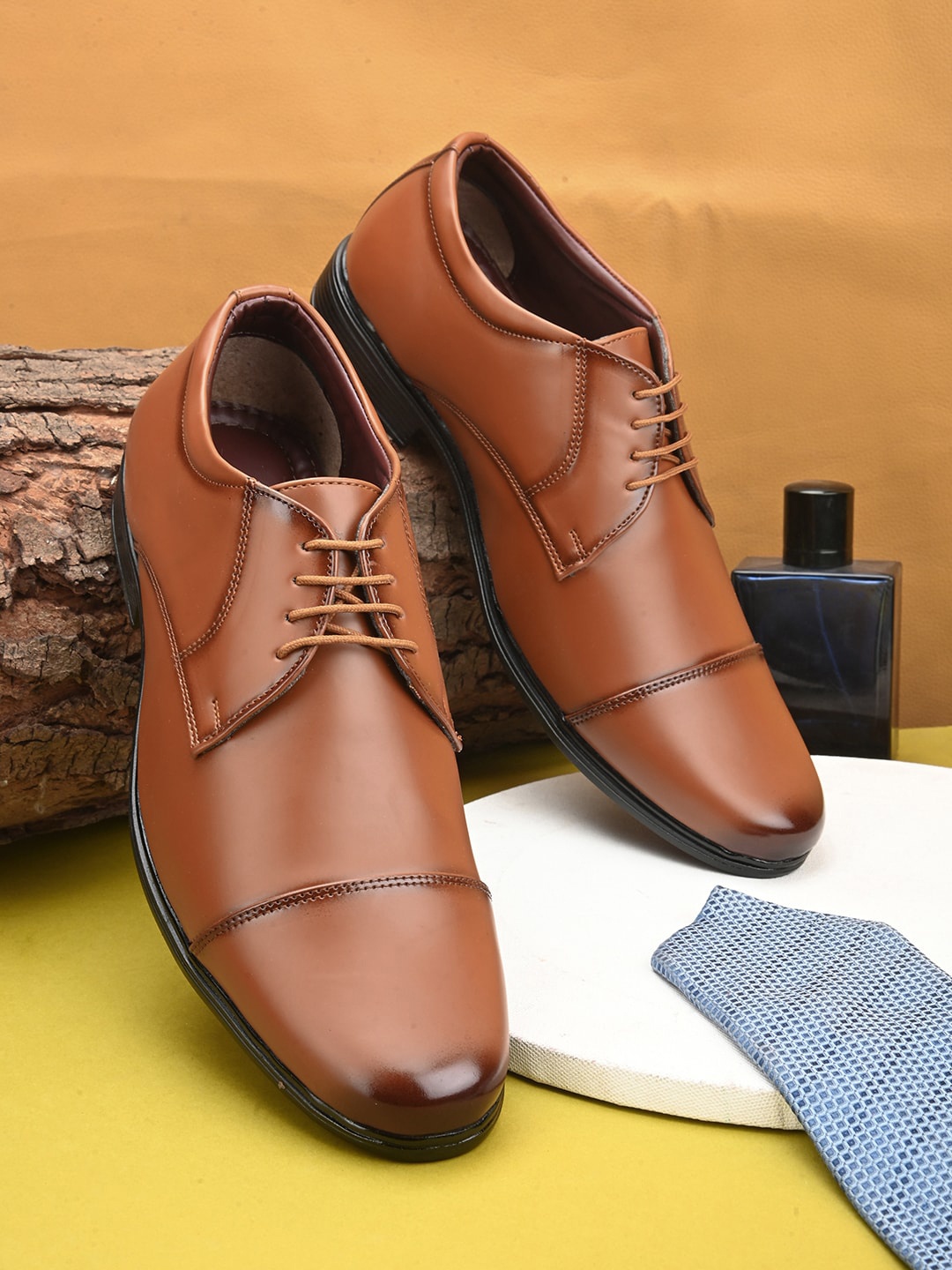 

HERE&NOW Men Tan Lace Ups Formal Oxford