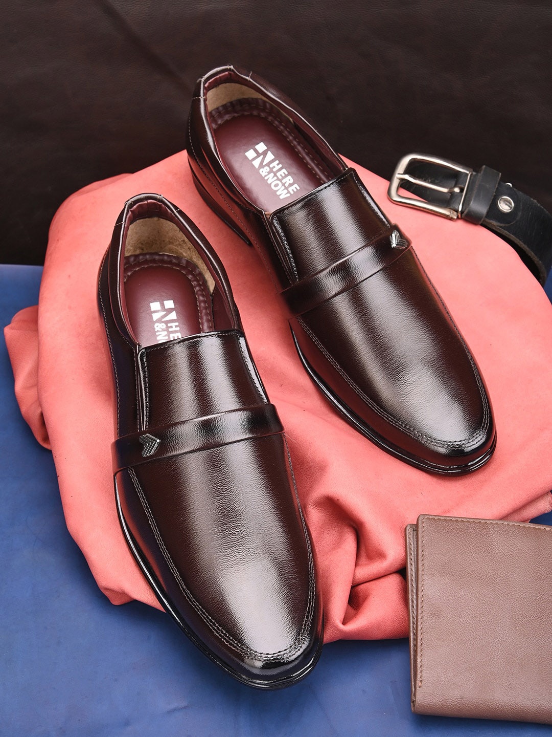 

HERE&NOW Men Brown Slip-On Formal Loafer