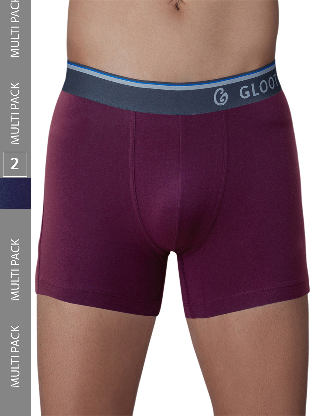

Gloot Men Pack Of 2 Pure Cotton Trunks, Navy blue
