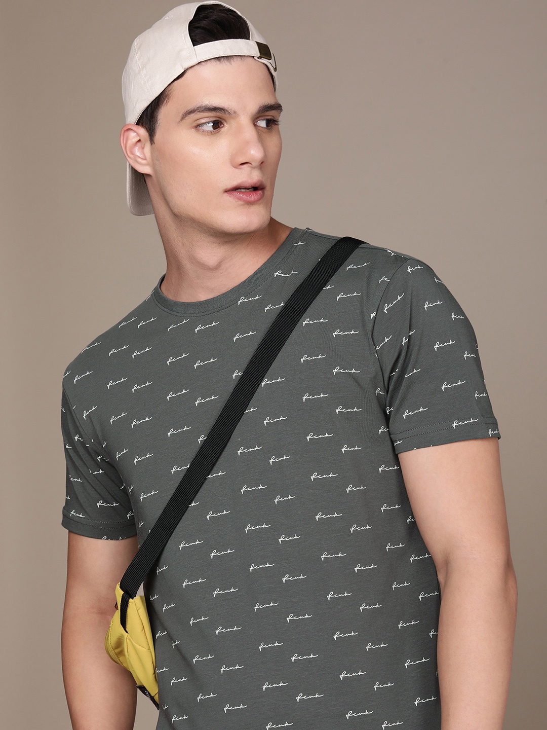 

FCUK Round Neck Brand Logo Printed Casual T-shirt, Grey