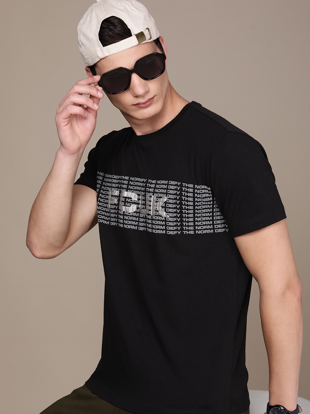 

FCUK Brand Logo Printed Casual T-shirt, Black