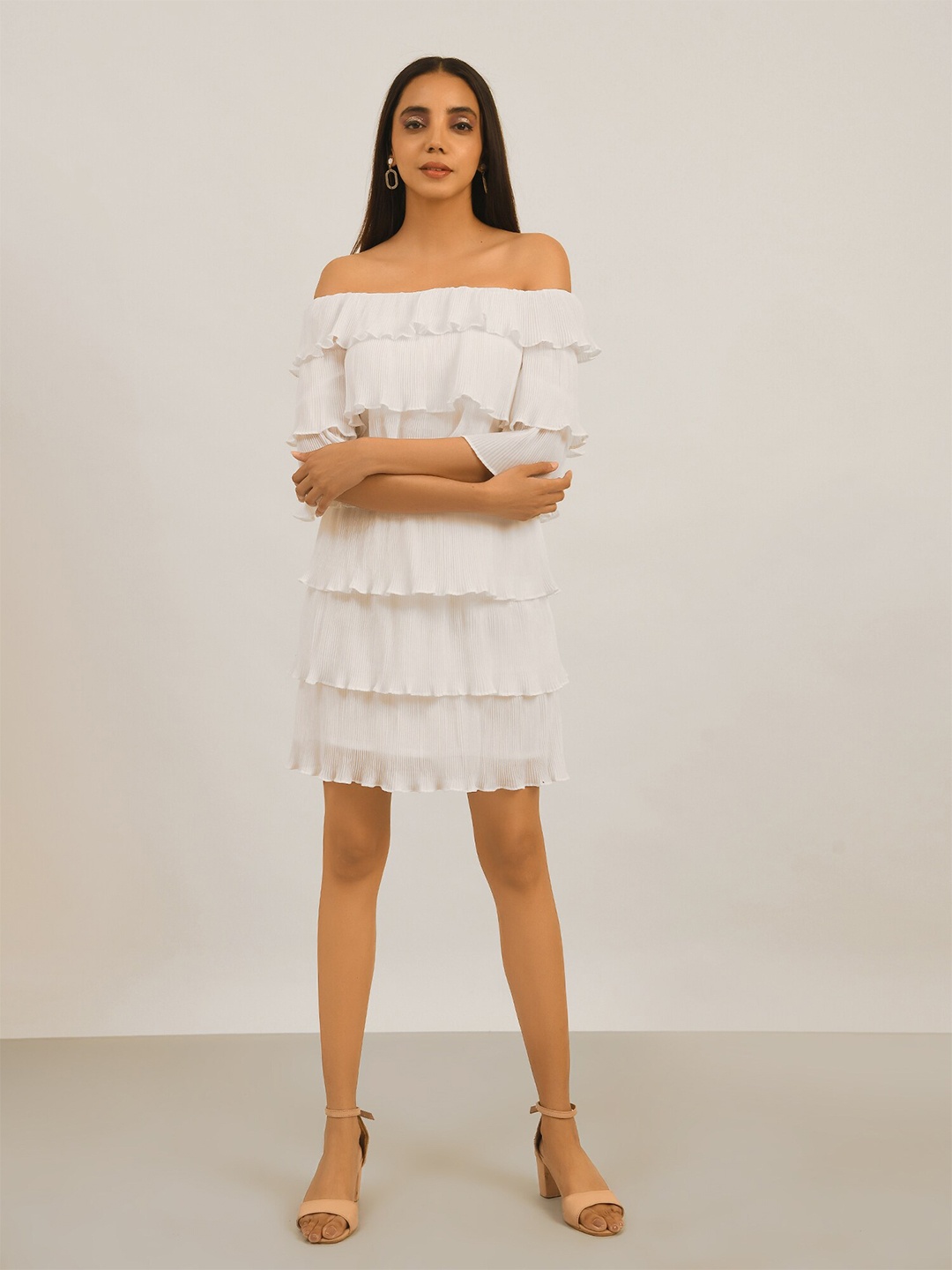 

ATTIC SALT Off-Shoulder A-Line Dress, White