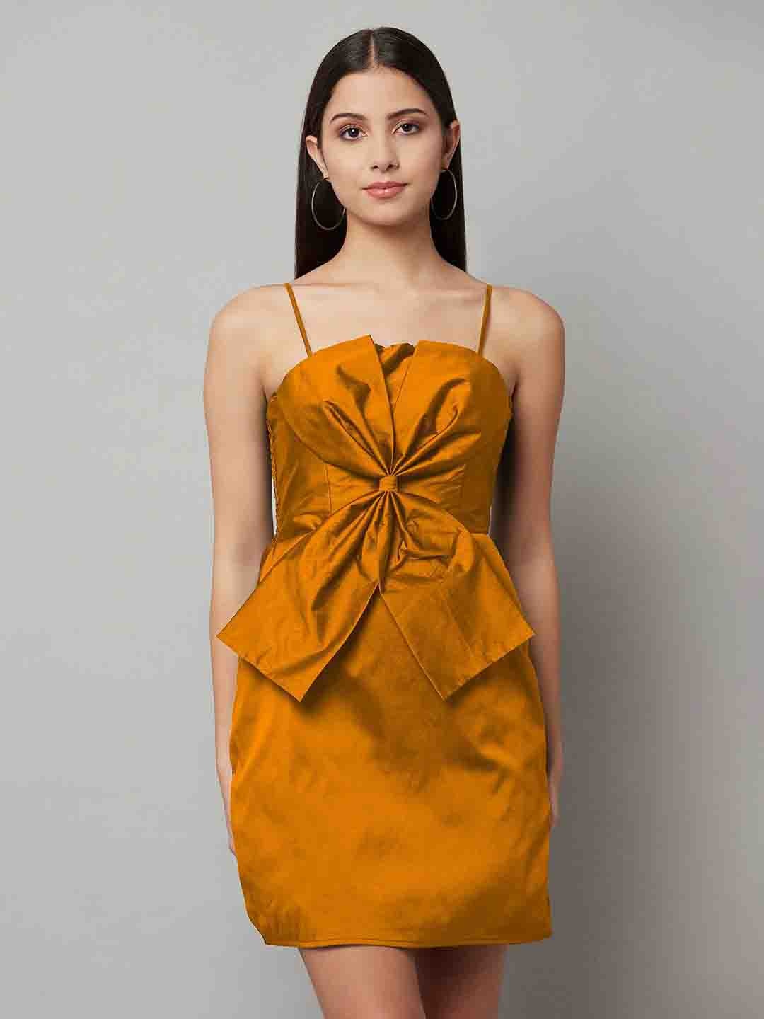 

ATTIC SALT Shoulder Straps Sheath Dress, Mustard