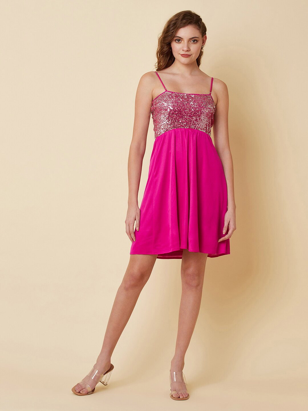 

ATTIC SALT Shoulder Straps Fit & Flare Dress, Pink