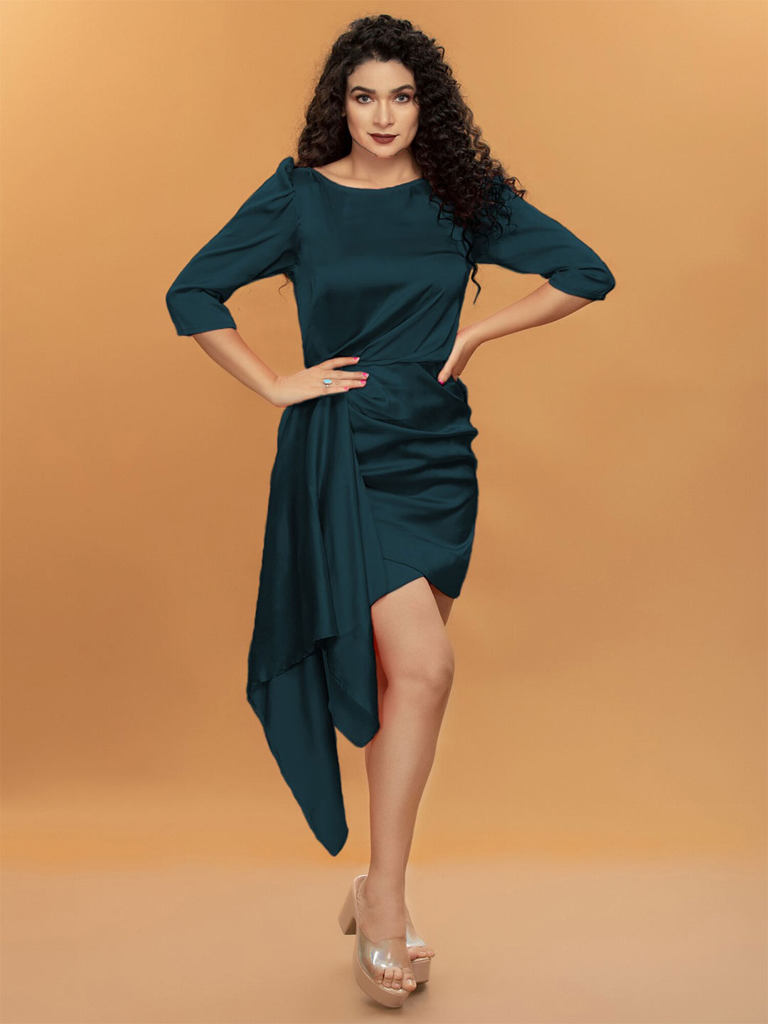 

ATTIC SALT Asymmetric A-Line Dress, Turquoise blue