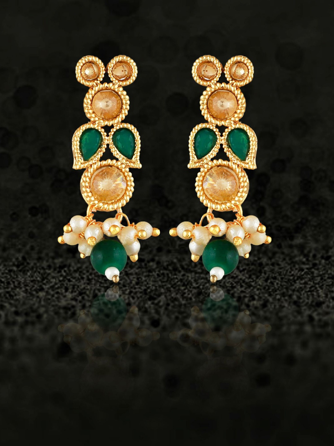 

MANSIYAORANGE Gold-Plated Stone-Studded Necklace & Earrings
