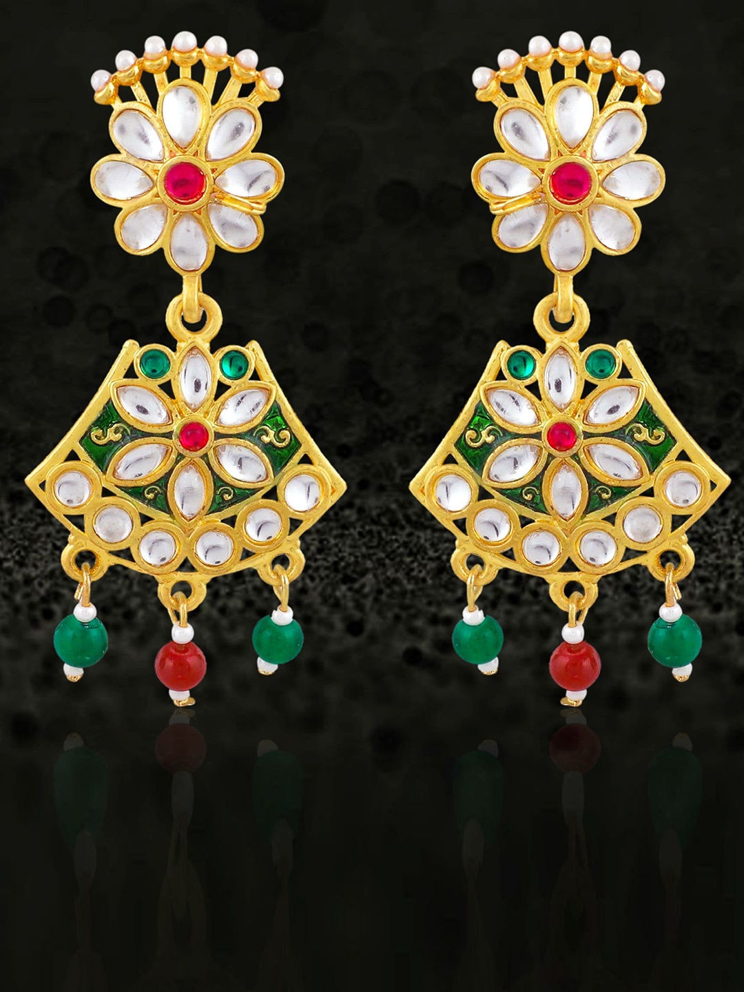 

MANSIYAORANGE Gold-Plated Kundan-Studded Layered Necklace & Earrings
