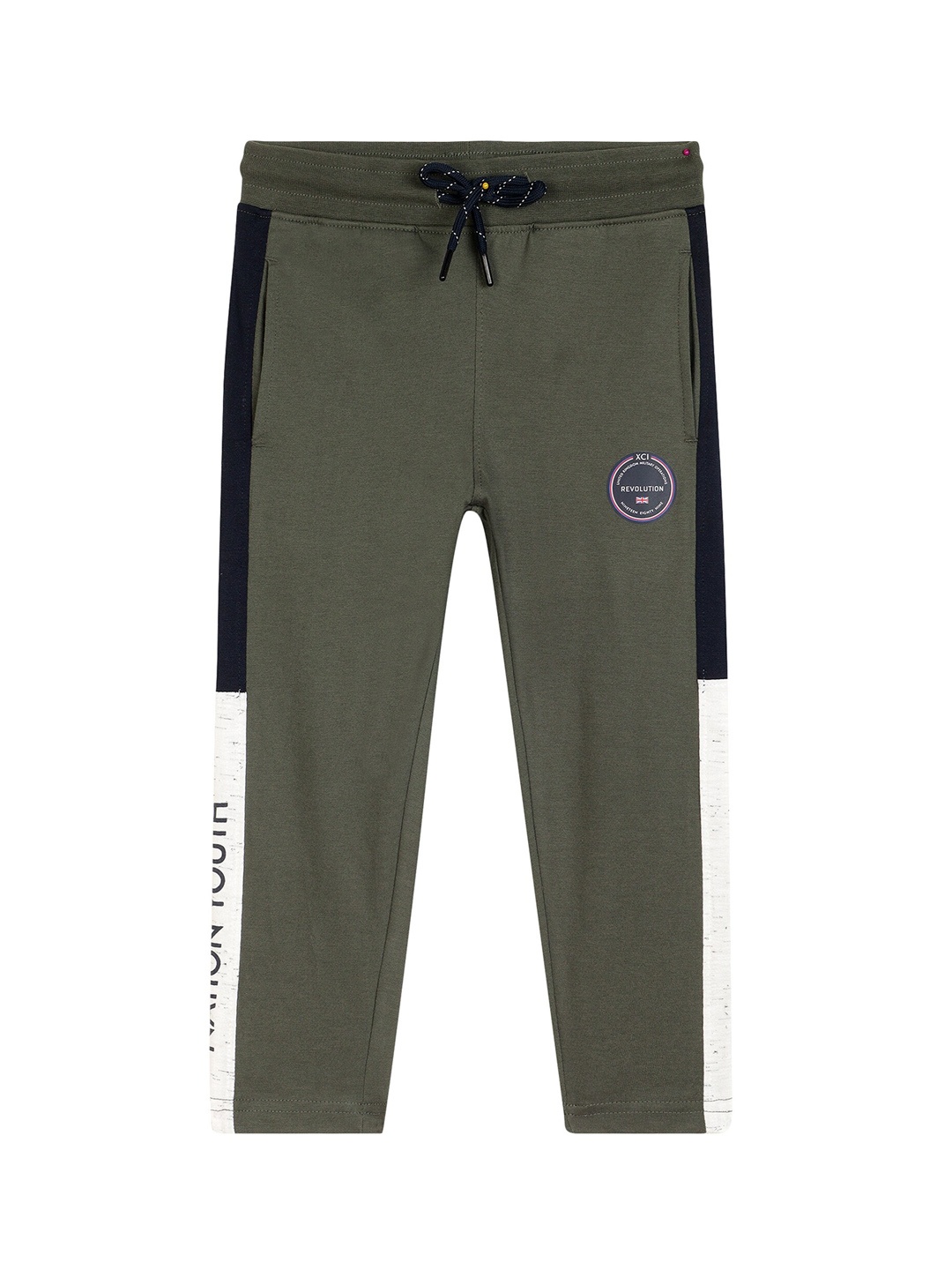 

Cantabil Boys Colourblocked Mid-Rise Track Pants, Olive