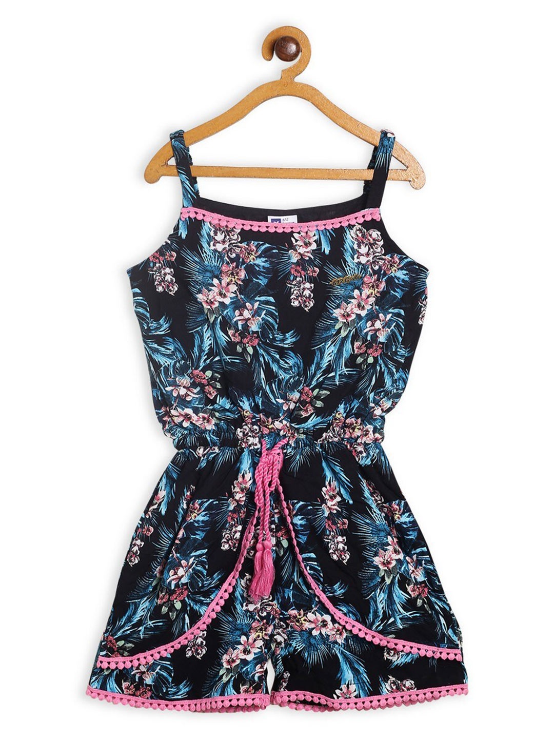 

612League Girls Floral Print Fit & Flare Dress, Black