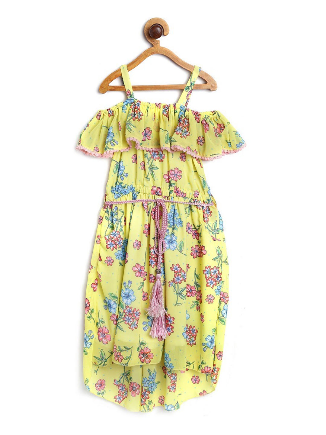 

612League Girls Floral Print Fit & Flare Dress, Yellow