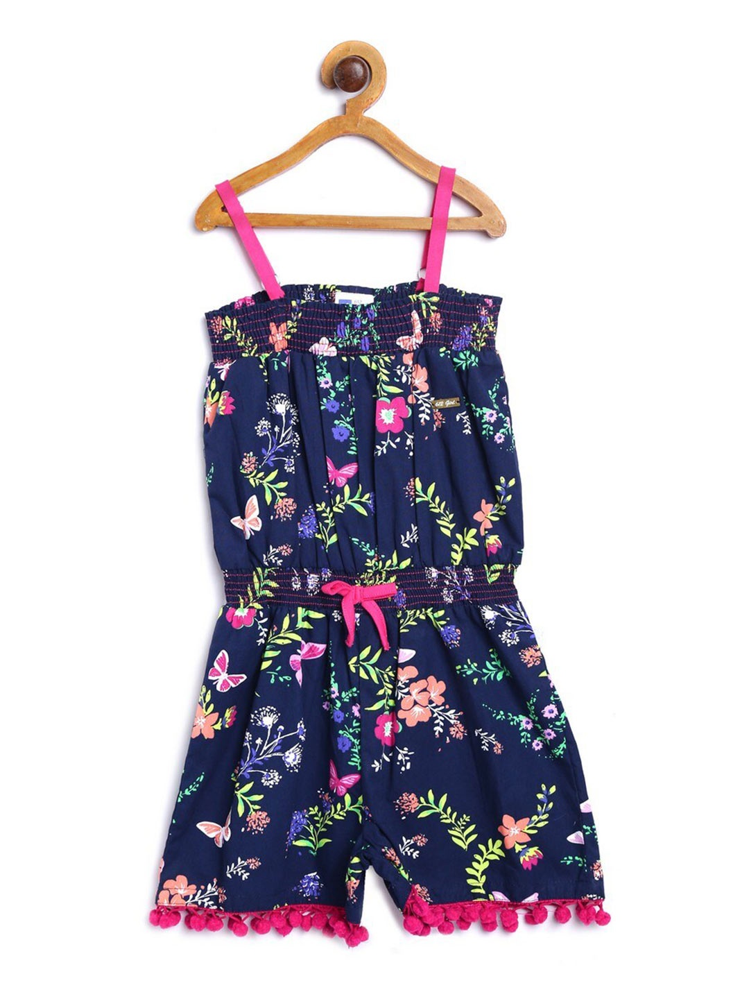 

612League Girls Floral Print Fit & Flare Dress, Navy blue