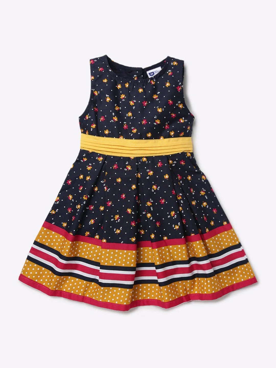 

612League Girls Floral Print Fit & Flare Dress, Navy blue