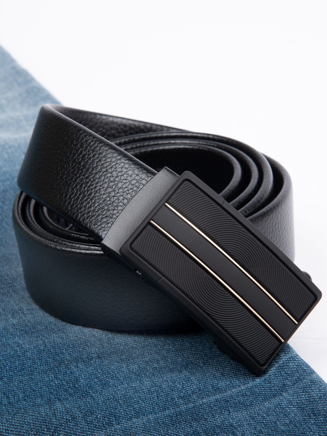 

Kastner Men Synthetic Leather Slider Buckle Formal Belt, Black