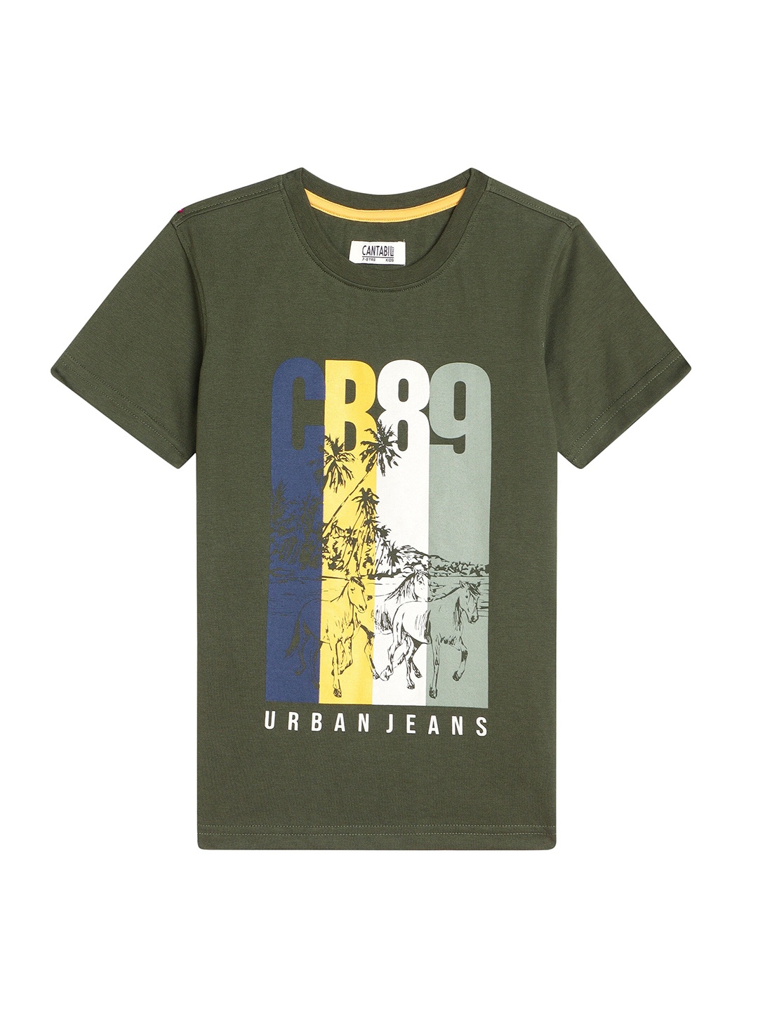 

Cantabil Boys Graphic Printed Round Neck T-shirt, Olive
