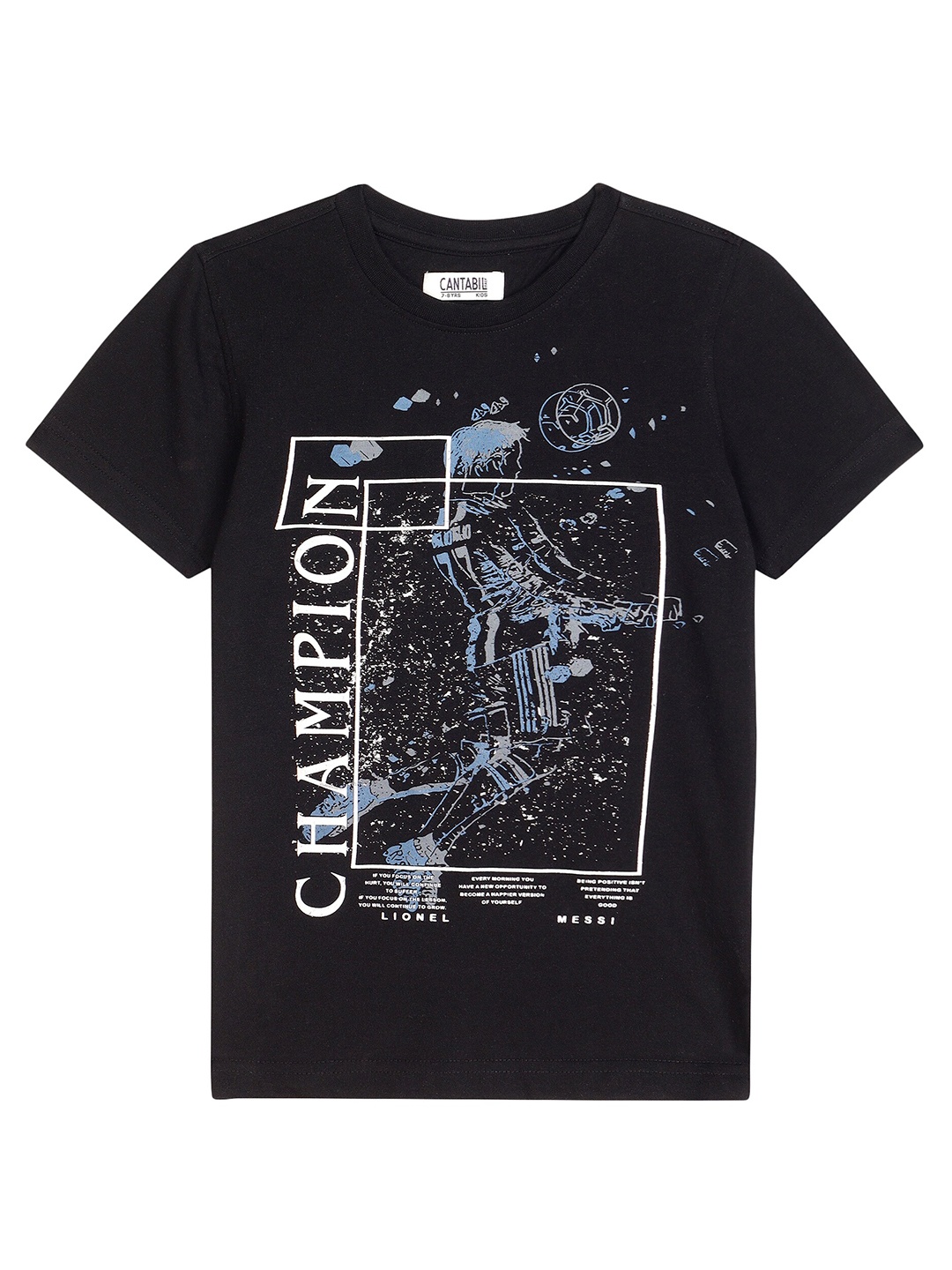 

Cantabil Boys Graphic Printed Round Neck Cotton T-shirt, Black