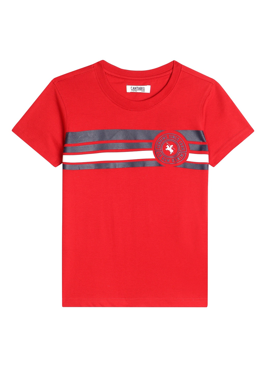 

Cantabil Boys Graphic Printed Round Neck Cotton T-shirt, Red