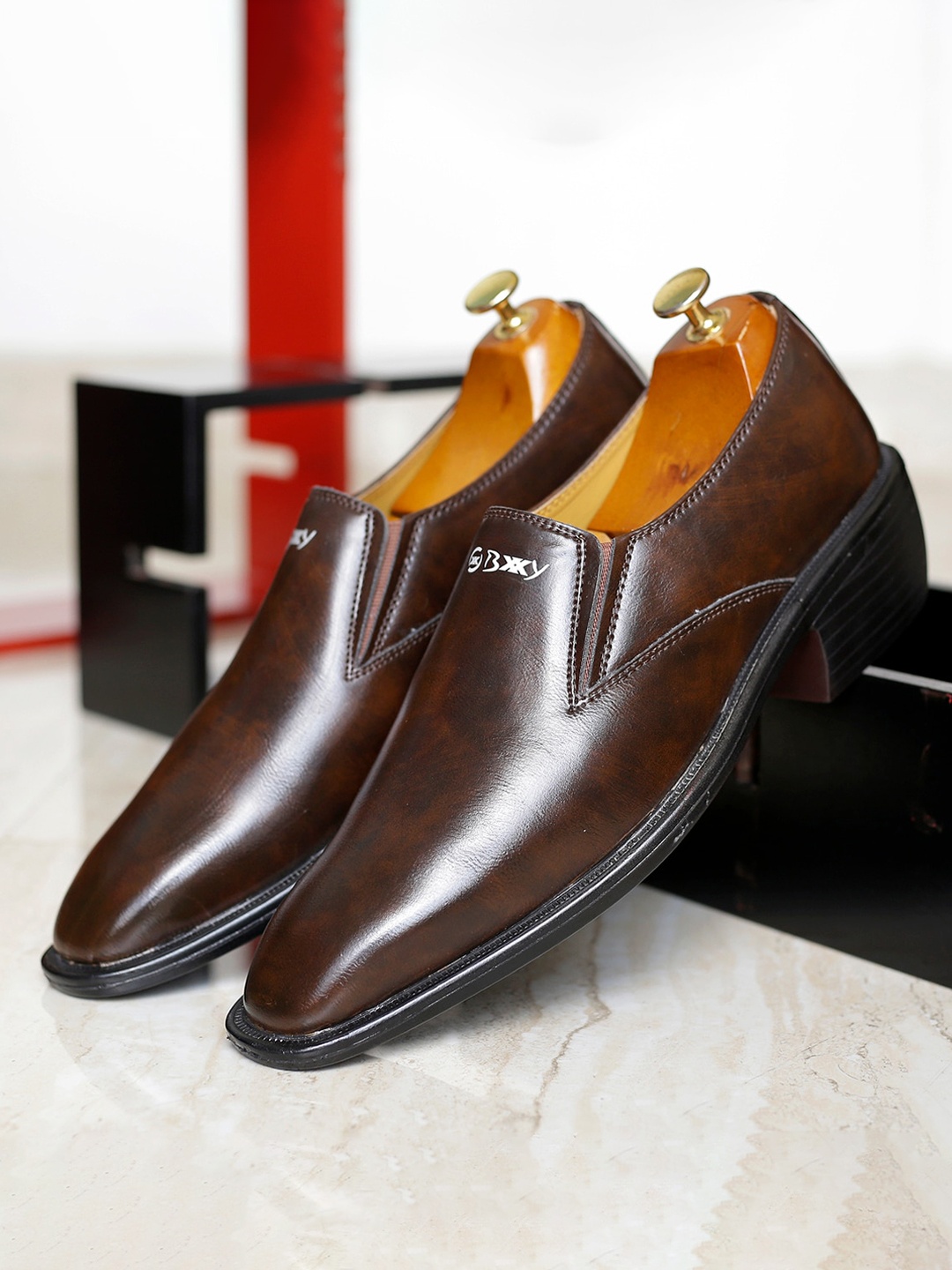 

Bxxy Men Brown Slip-On Formal Elevator Loafer