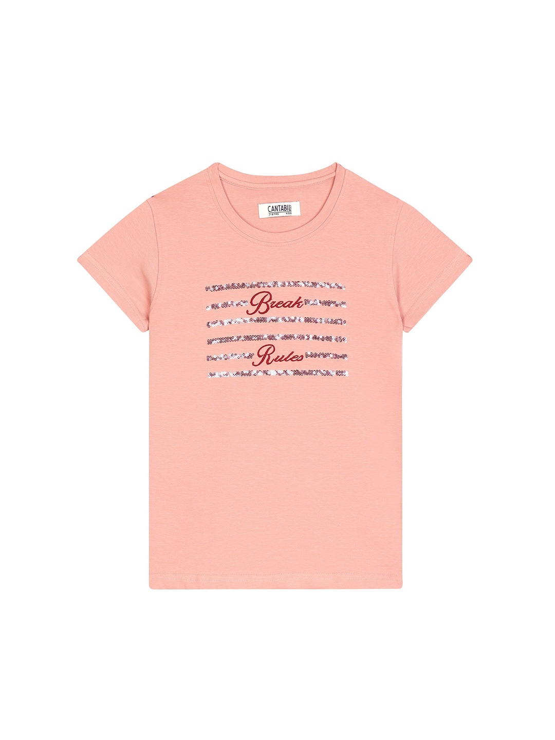 

Cantabil Girls Typography Round Neck Cotton T-shirt, Peach