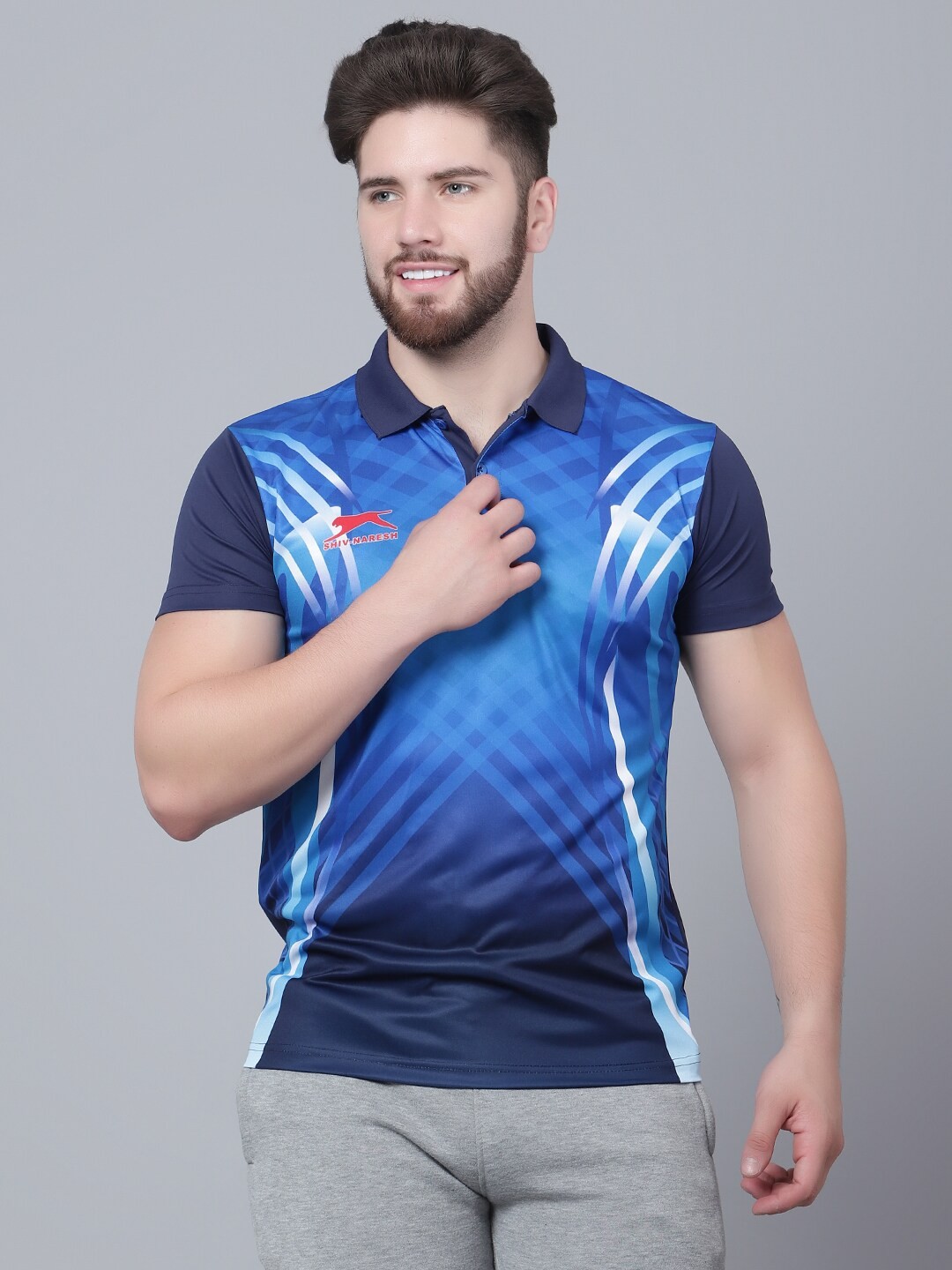 

Shiv Naresh Abstract Half Sleeve Polo T-shirt, Navy blue