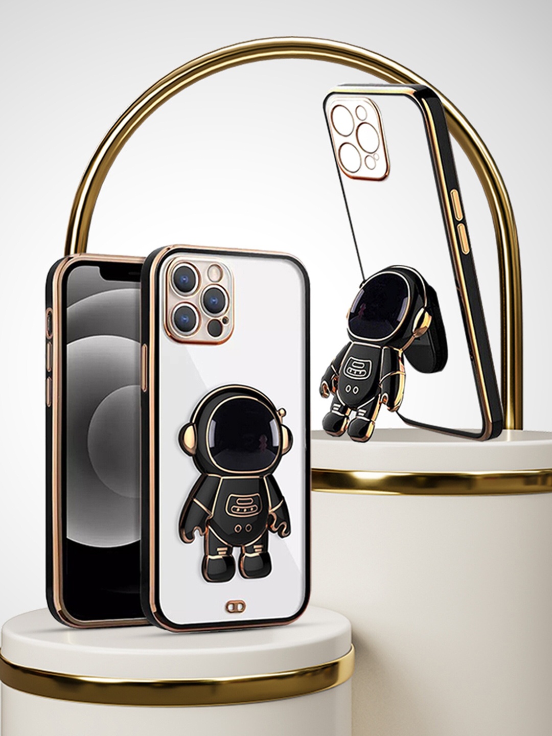 

Karwan 3D Astronaut Holster iPhone 13 Pro Phone Back Case With Folding Stand, Black