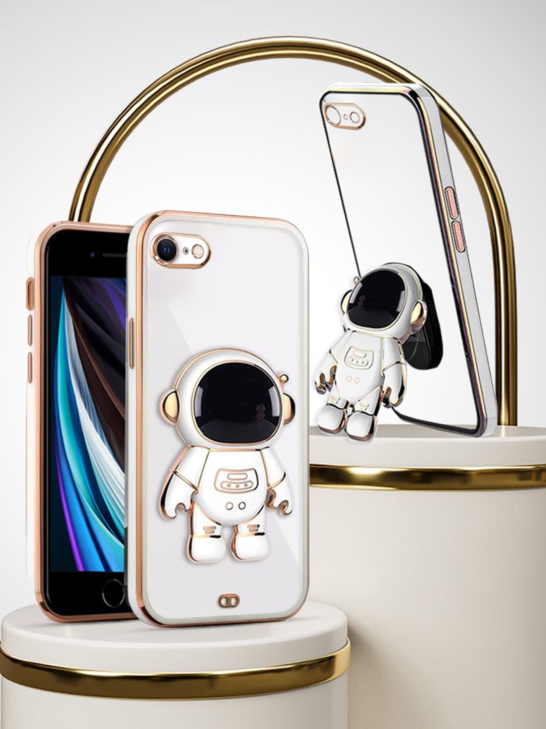 

Karwan 3D Astronaut Holster iPhone 7 Phone Back Case With Folding Stand, White