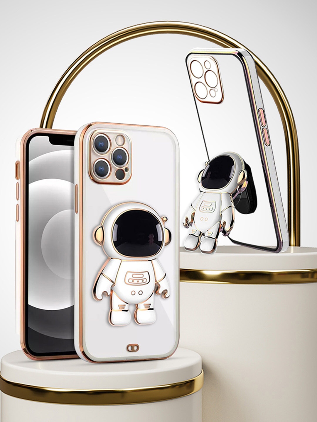 

Karwan 3D Astronaut Holster iPhone 11 Pro Phone Back Case With Folding Stand, White
