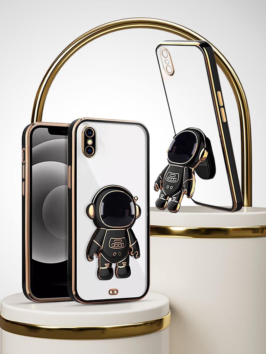 

Karwan 3D Astronaut Holster iPhone X Phone Back Case With Folding Stand, Black