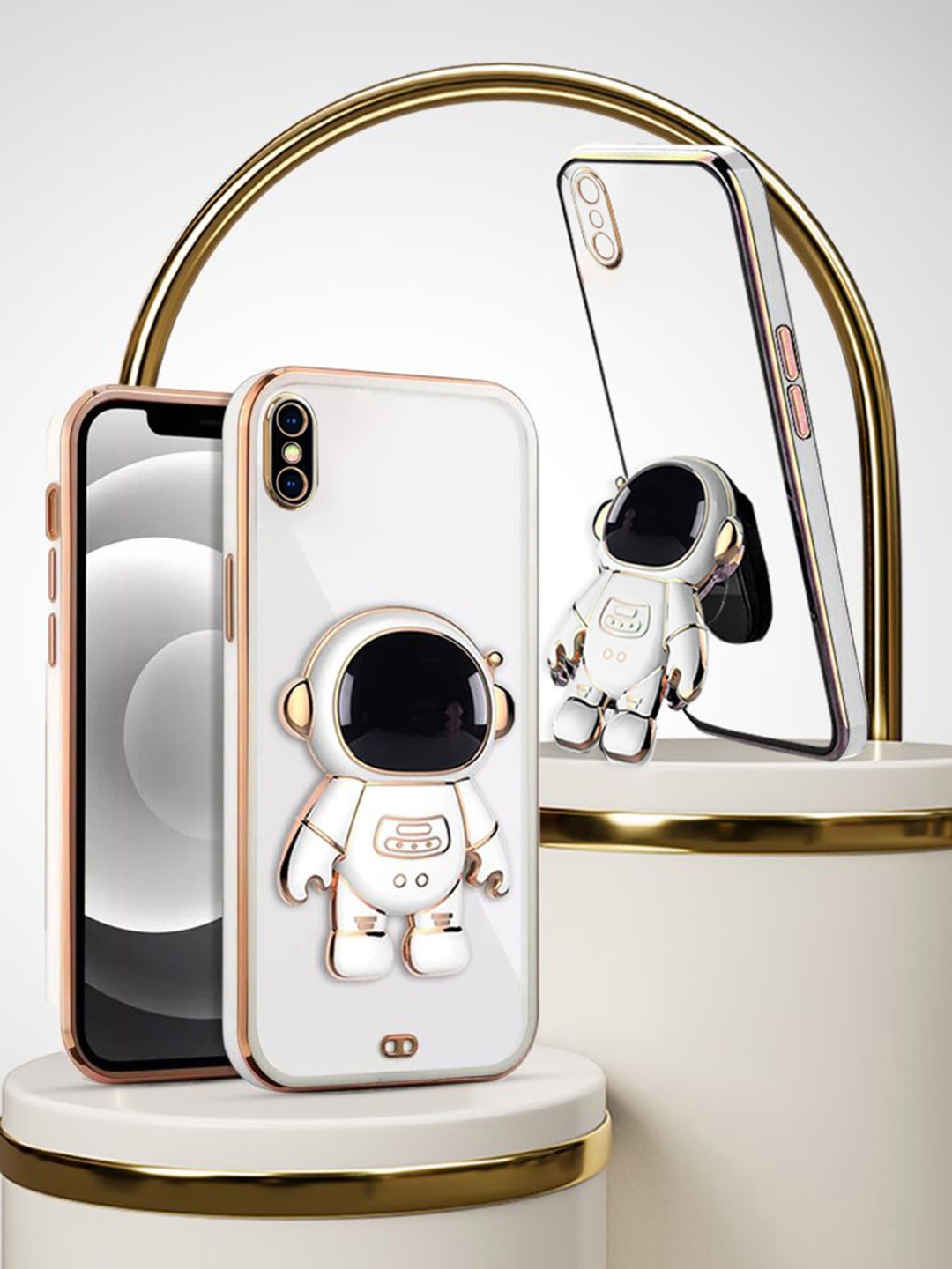 

Karwan 3D Astronaut Holster iPhone X Phone Back Case With Folding Stand, White