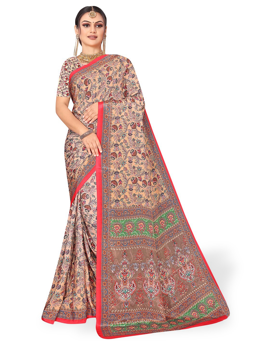 

Pisara Floral Printed Pure Crepe Saree, Peach