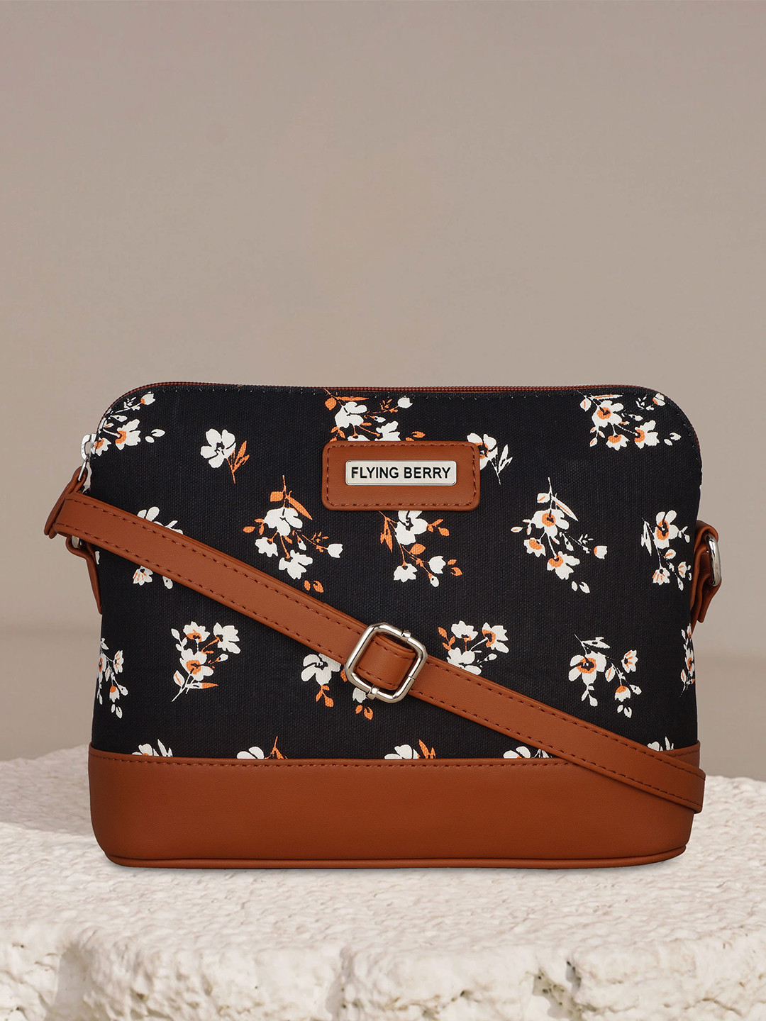 

FLYING BERRY Women Floral Printed Sling Bag, Black