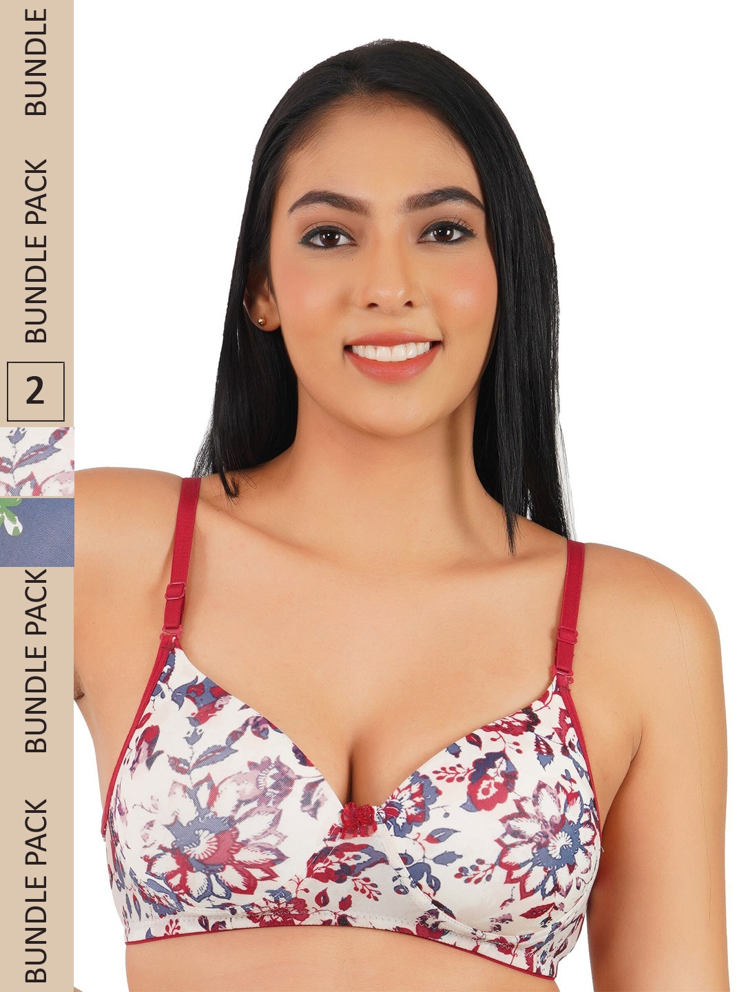 

LADYLAND Pack Of 2 Assorted Printed Lightly Padded All Day Comfort Push-Up Bra