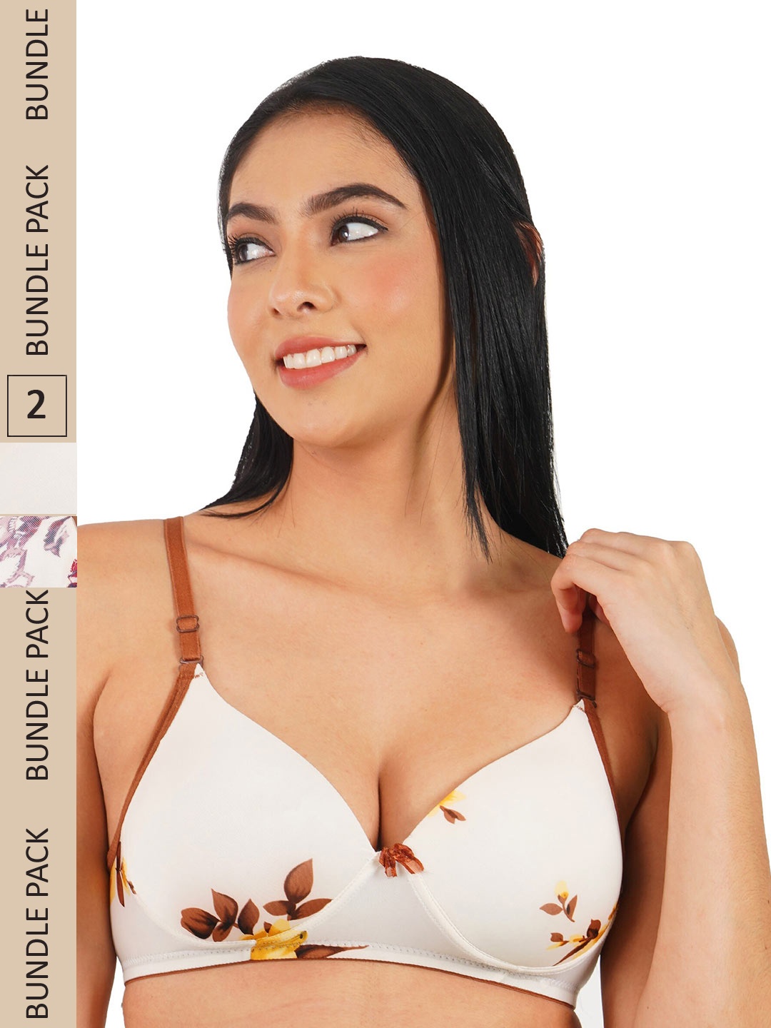 

LADYLAND Pack Of 2 Assorted Printed Lightly Padded All Day Comfort Push-Up Bra