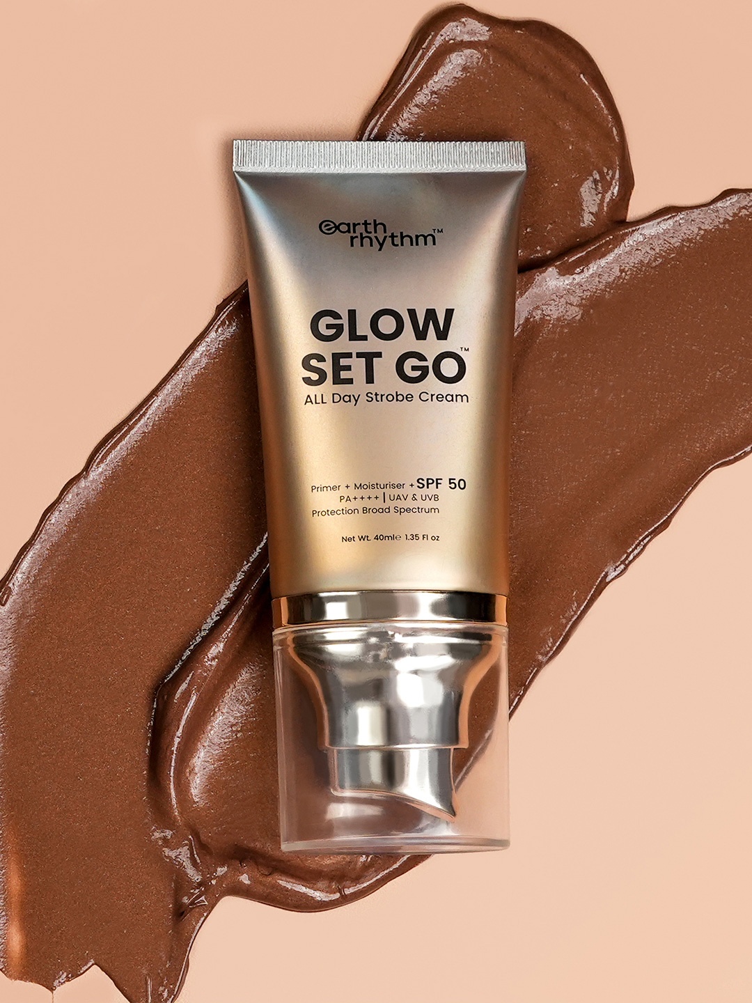 

Earth Rhythm Glow Set Go All Day Strobe Cream, Primer, Moisturiser SPF 50 - Bronze Age, Brown