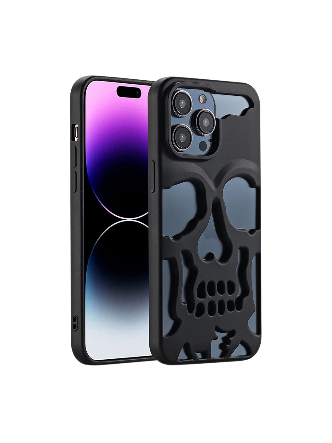 

Karwan iPhone 14 Pro Skull Design Horror Skeleton Back Case, Black